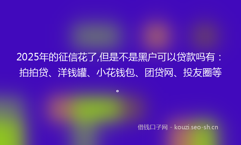2025年的征信花了,但是不是黑户可以贷款吗有：拍拍贷、洋钱罐、小花钱包、团贷网、投友圈等。
