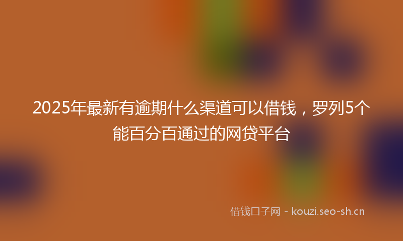 2025年最新有逾期什么渠道可以借钱，罗列5个能百分百通过的网贷平台