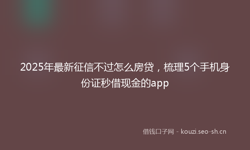 2025年最新征信不过怎么房贷，梳理5个手机身份证秒借现金的app