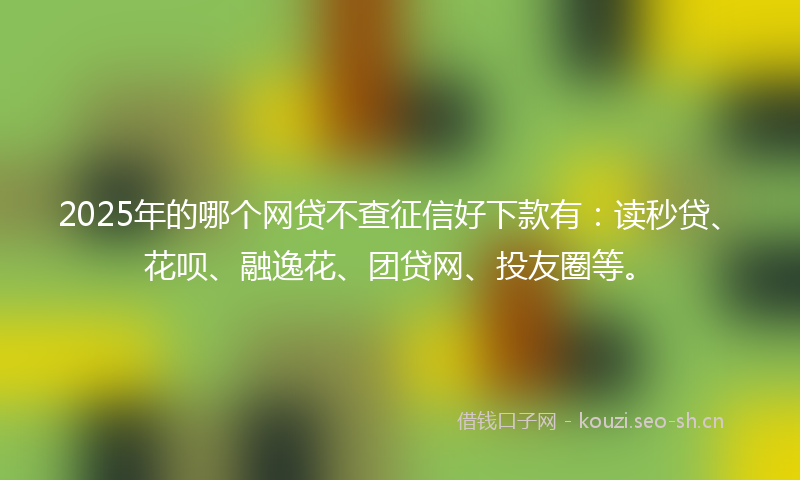 2025年的哪个网贷不查征信好下款有：读秒贷、花呗、融逸花、团贷网、投友圈等。