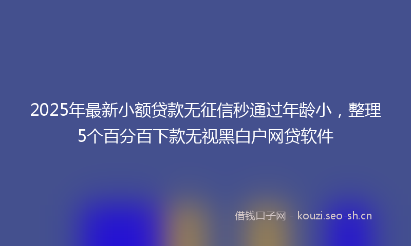 2025年最新小额贷款无征信秒通过年龄小,整理5个百分百下款无视黑白户网贷软件