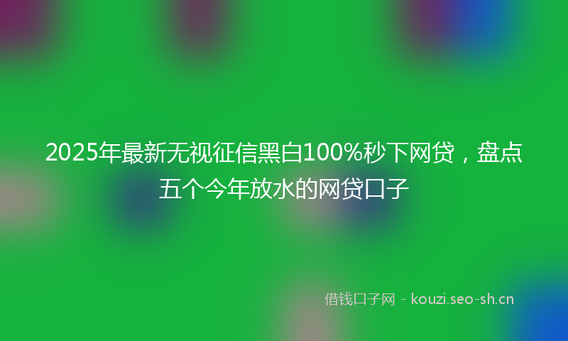 2025年最新无视征信黑白100%秒下网贷，盘点五个今年放水的网贷口子