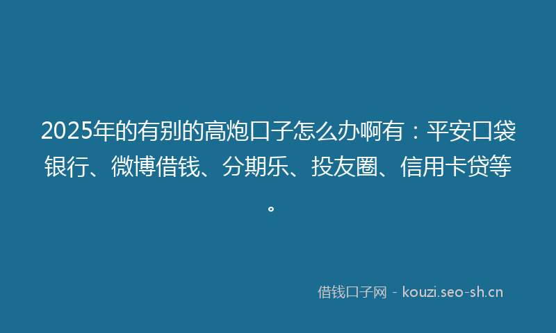 2025年的有别的高炮口子怎么办啊有：平安口袋银行、微博借钱、分期乐、投友圈、信用卡贷等。