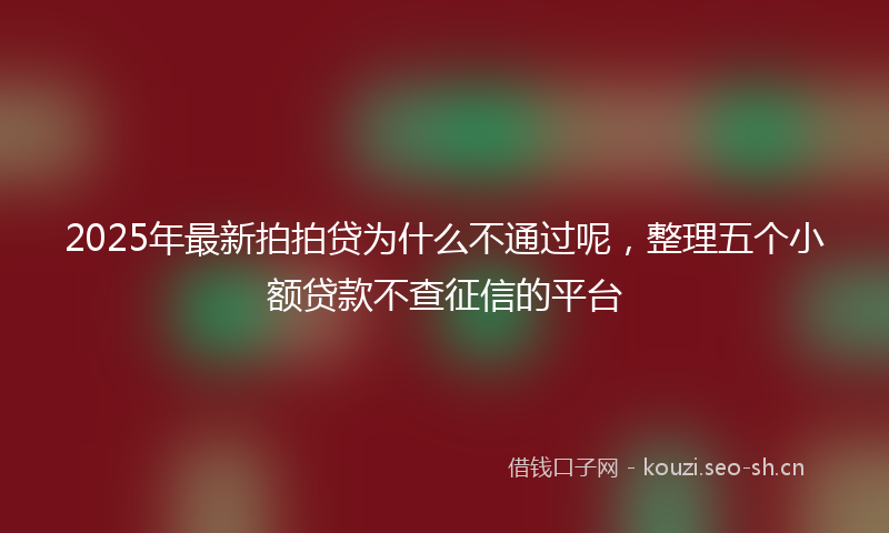 2025年最新拍拍贷为什么不通过呢，整理五个小额贷款不查征信的平台