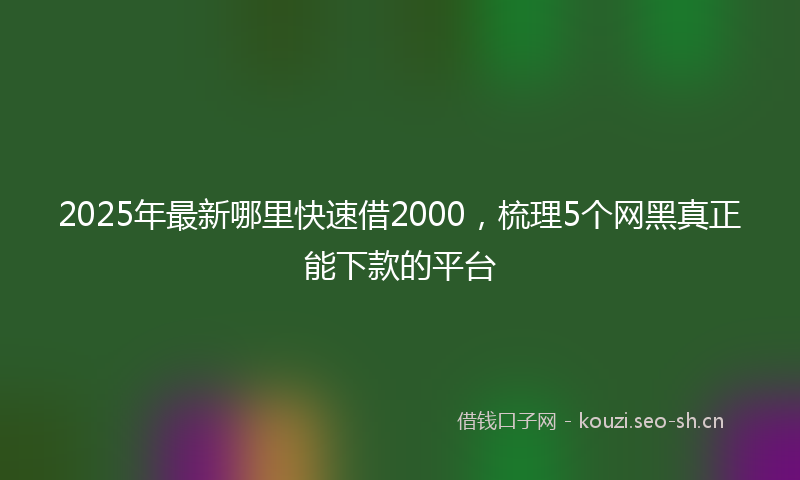2025年最新哪里快速借2000，梳理5个网黑真正能下款的平台