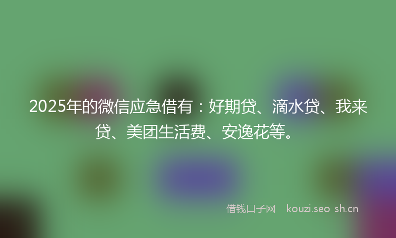 2025年的微信应急借有：好期贷、滴水贷、我来贷、美团生活费、安逸花等。