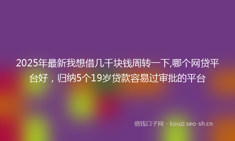 2025年最新我想借几千块钱周转一下,哪个网贷平台好，归纳5个19岁贷款容易过审批的平台