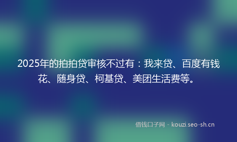 2025年的拍拍贷审核不过有：我来贷、百度有钱花、随身贷、柯基贷、美团生活费等。