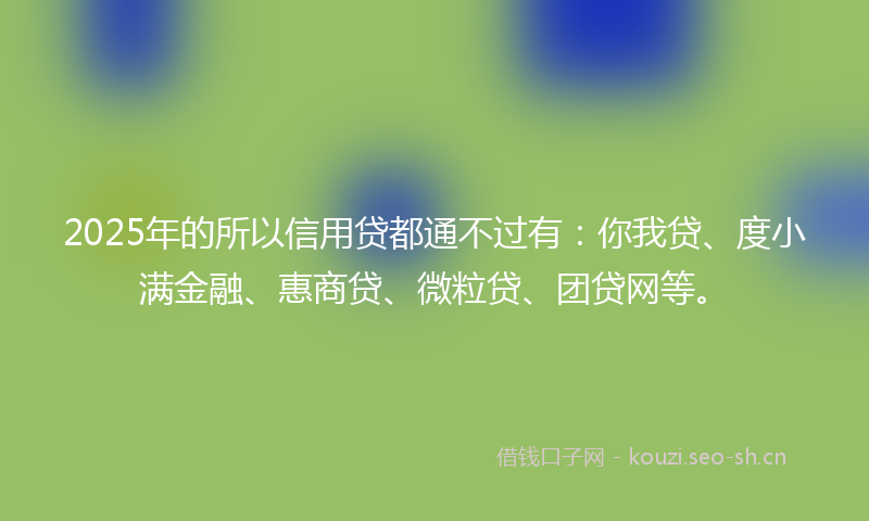 2025年的所以信用贷都通不过有：你我贷、度小满金融、惠商贷、微粒贷、团贷网等。