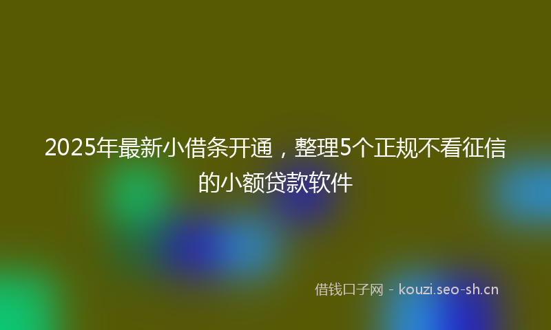 2025年最新小借条开通，整理5个正规不看征信的小额贷款软件
