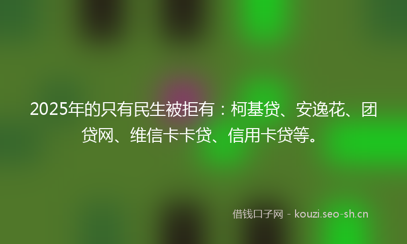 2025年的只有民生被拒有：柯基贷、安逸花、团贷网、维信卡卡贷、信用卡贷等。
