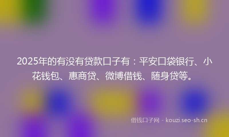 2025年的有没有贷款口子有：平安口袋银行、小花钱包、惠商贷、微博借钱、随身贷等。