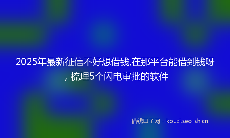 2025年最新征信不好想借钱,在那平台能借到钱呀，梳理5个闪电审批的软件