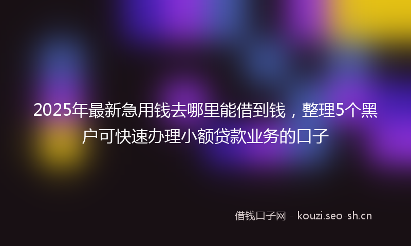 2025年最新急用钱去哪里能借到钱，整理5个黑户可快速办理小额贷款业务的口子