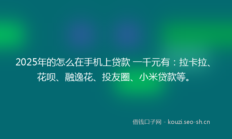 2025年的怎么在手机上贷款 一千元有：拉卡拉、花呗、融逸花、投友圈、小米贷款等。