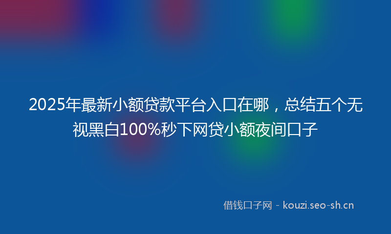 2025年最新小额贷款平台入口在哪，总结五个无视黑白100%秒下网贷小额夜间口子