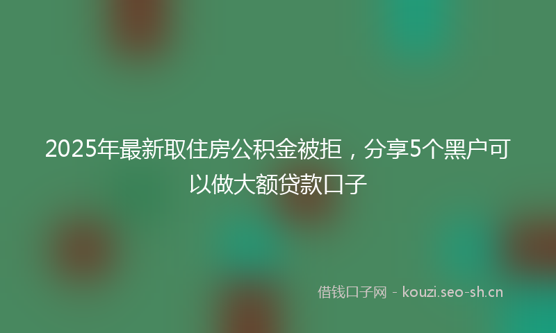 2025年最新取住房公积金被拒，分享5个黑户可以做大额贷款口子