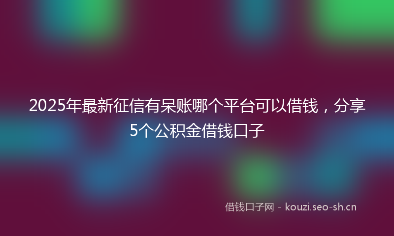 2025年最新征信有呆账哪个平台可以借钱，分享5个公积金借钱口子