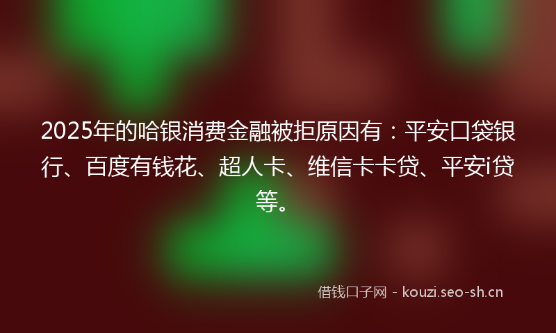 2025年的哈银消费金融被拒原因有：平安口袋银行、百度有钱花、超人卡、维信卡卡贷、平安i贷等。