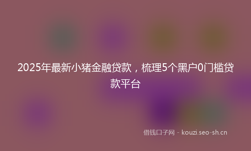 2025年最新小猪金融贷款，梳理5个黑户0门槛贷款平台