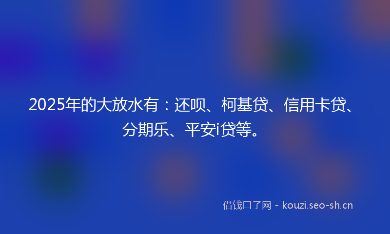 2025年的大放水有：还呗、柯基贷、信用卡贷、分期乐、平安i贷等。