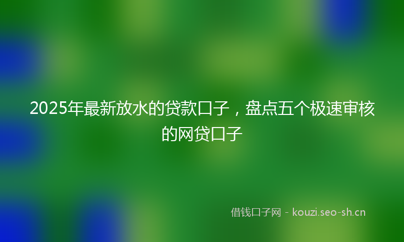 2025年最新放水的贷款口子，盘点五个极速审核的网贷口子