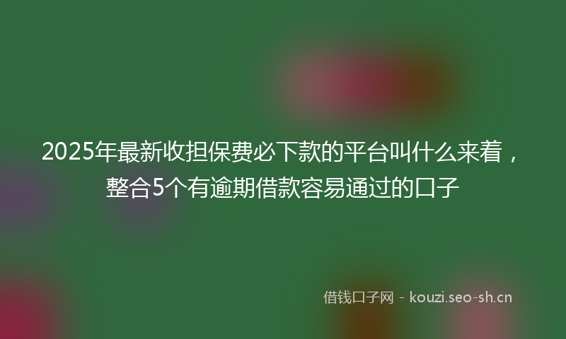 2025年最新收担保费必下款的平台叫什么来着，整合5个有逾期借款容易通过的口子