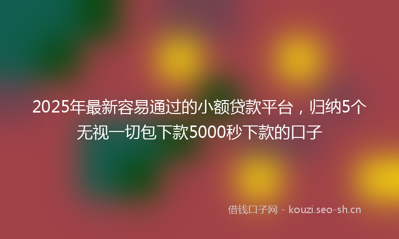2025年最新容易通过的小额贷款平台，归纳5个无视一切包下款5000秒下款的口子