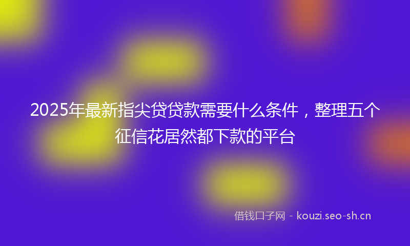2025年最新指尖贷贷款需要什么条件，整理五个征信花居然都下款的平台