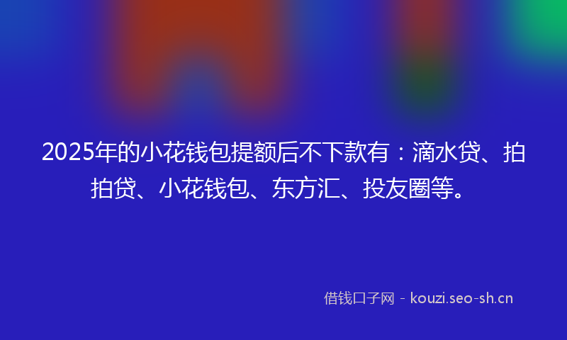 2025年的小花钱包提额后不下款有：滴水贷、拍拍贷、小花钱包、东方汇、投友圈等。