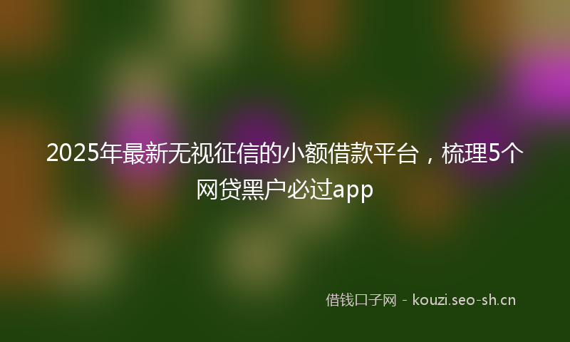 2025年最新无视征信的小额借款平台，梳理5个网贷黑户必过app
