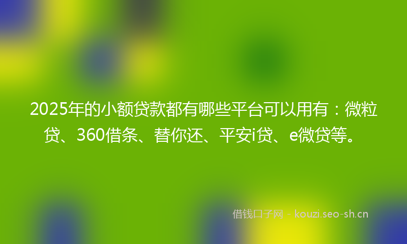 2025年的小额贷款都有哪些平台可以用有：微粒贷、360借条、替你还、平安i贷、e微贷等。