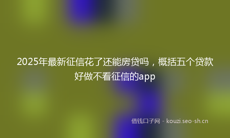 2025年最新征信花了还能房贷吗，概括五个贷款好做不看征信的app
