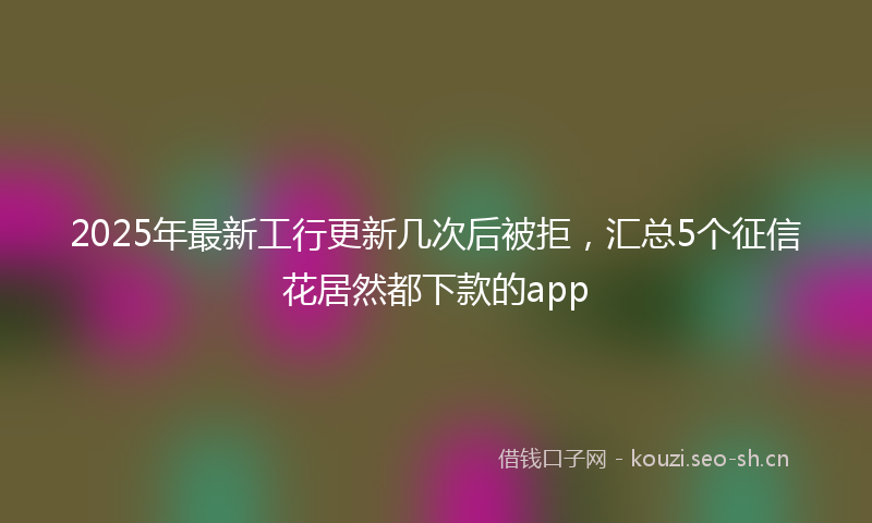 2025年最新工行更新几次后被拒，汇总5个征信花居然都下款的app