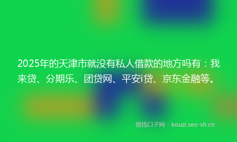2025年的天津市就没有私人借款的地方吗有：我来贷、分期乐、团贷网、平安i贷、京东金融等。