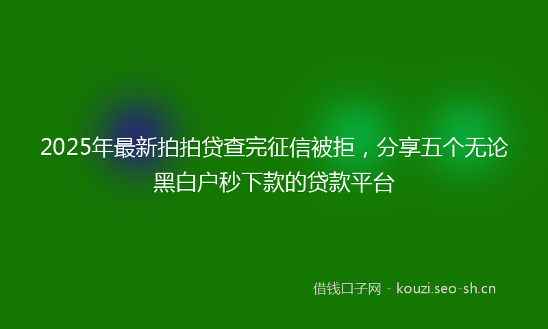 2025年最新拍拍贷查完征信被拒，分享五个无论黑白户秒下款的贷款平台