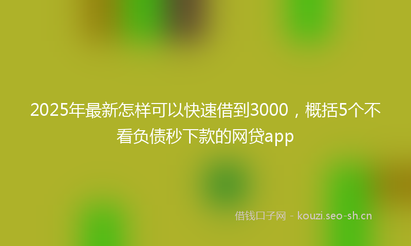 2025年最新怎样可以快速借到3000，概括5个不看负债秒下款的网贷app