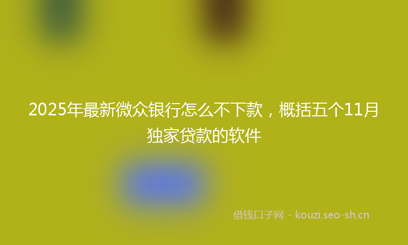 2025年最新微众银行怎么不下款，概括五个11月独家贷款的软件