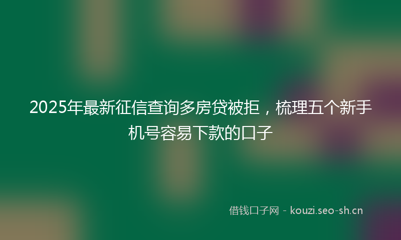 2025年最新征信查询多房贷被拒，梳理五个新手机号容易下款的口子