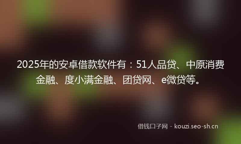 2025年的安卓借款软件有：51人品贷、中原消费金融、度小满金融、团贷网、e微贷等。