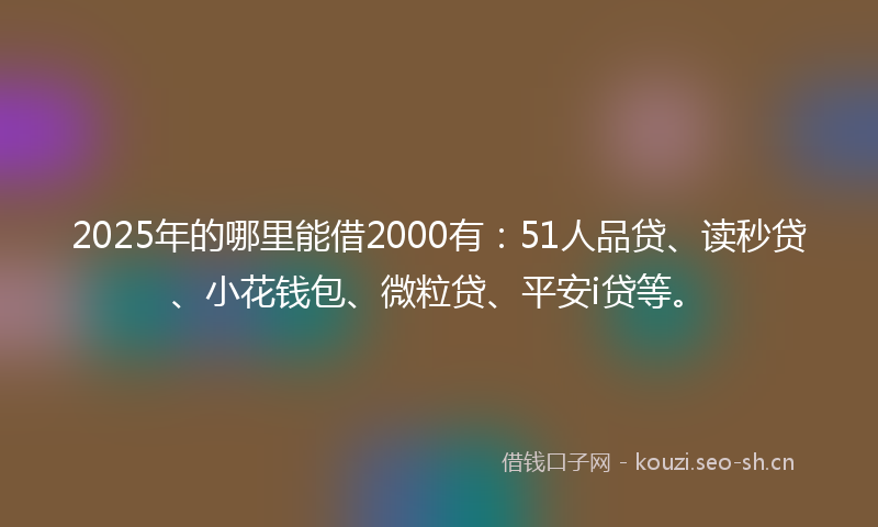 2025年的哪里能借2000有：51人品贷、读秒贷、小花钱包、微粒贷、平安i贷等。