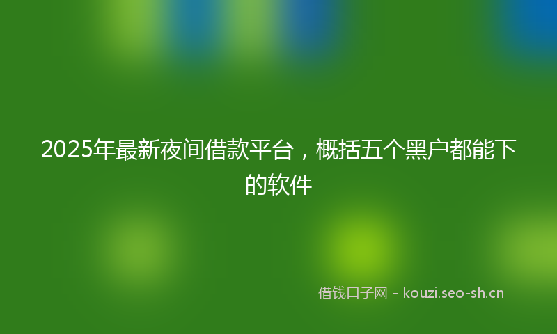 2025年最新夜间借款平台，概括五个黑户都能下的软件