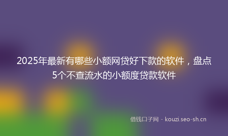 2025年最新有哪些小额网贷好下款的软件，盘点5个不查流水的小额度贷款软件
