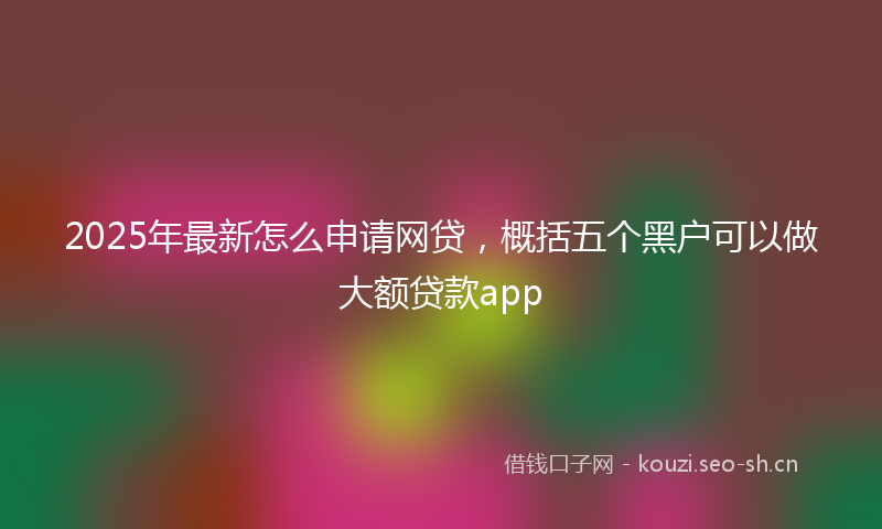 2025年最新怎么申请网贷，概括五个黑户可以做大额贷款app