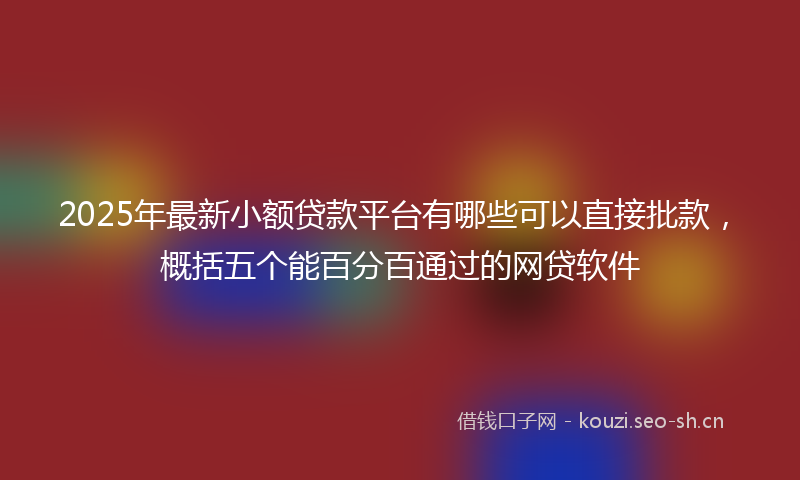 2025年最新小额贷款平台有哪些可以直接批款，概括五个能百分百通过的网贷软件
