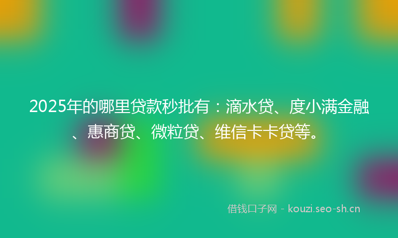 2025年的哪里贷款秒批有：滴水贷、度小满金融、惠商贷、微粒贷、维信卡卡贷等。