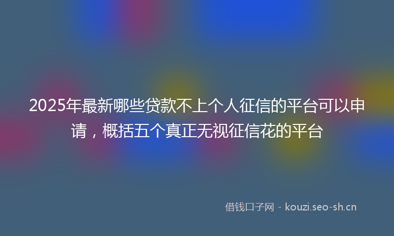 2025年最新哪些贷款不上个人征信的平台可以申请，概括五个真正无视征信花的平台