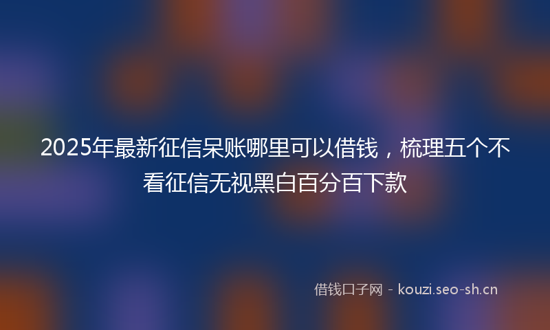 2025年最新征信呆账哪里可以借钱，梳理五个不看征信无视黑白百分百下款