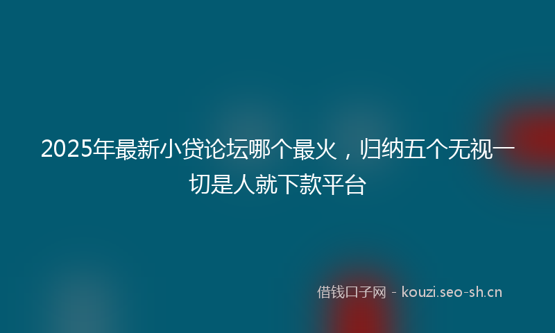 2025年最新小贷论坛哪个最火，归纳五个无视一切是人就下款平台