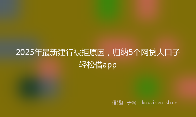 2025年最新建行被拒原因，归纳5个网贷大口子轻松借app